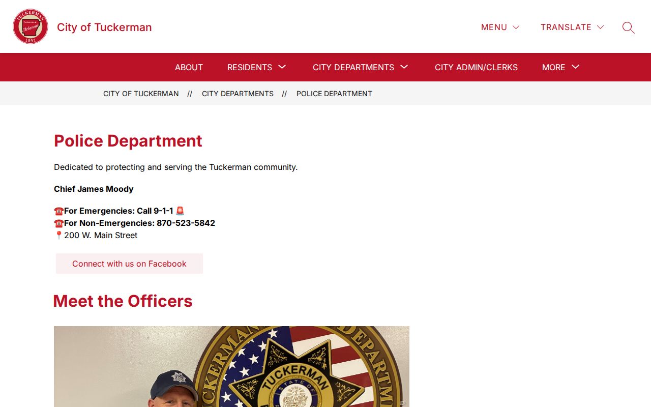 Tuckerman Police Department source for Jackson County arrest record requests